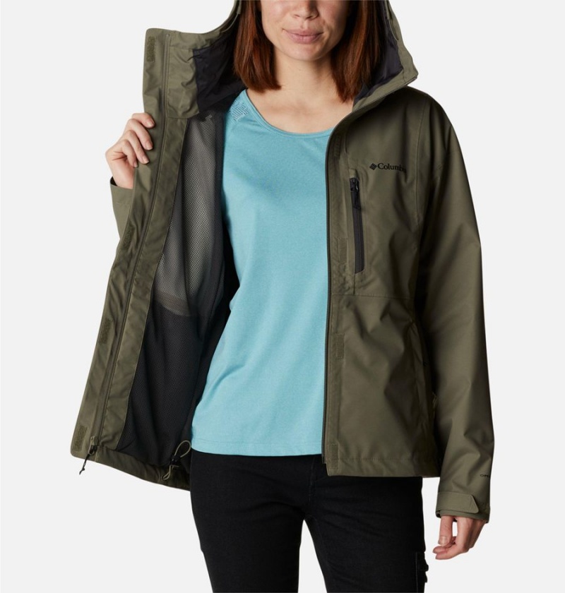 Green Women's Columbia Hikebound Rain Jacket | XHFNV-9321