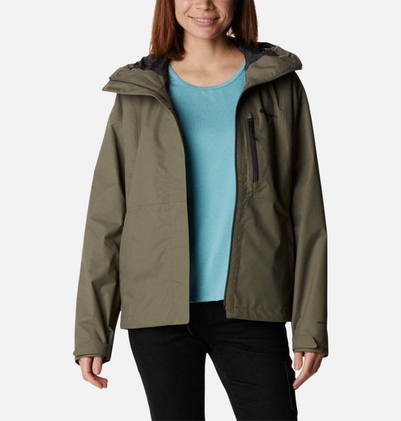 Green Women's Columbia Hikebound Rain Jacket | XHFNV-9321