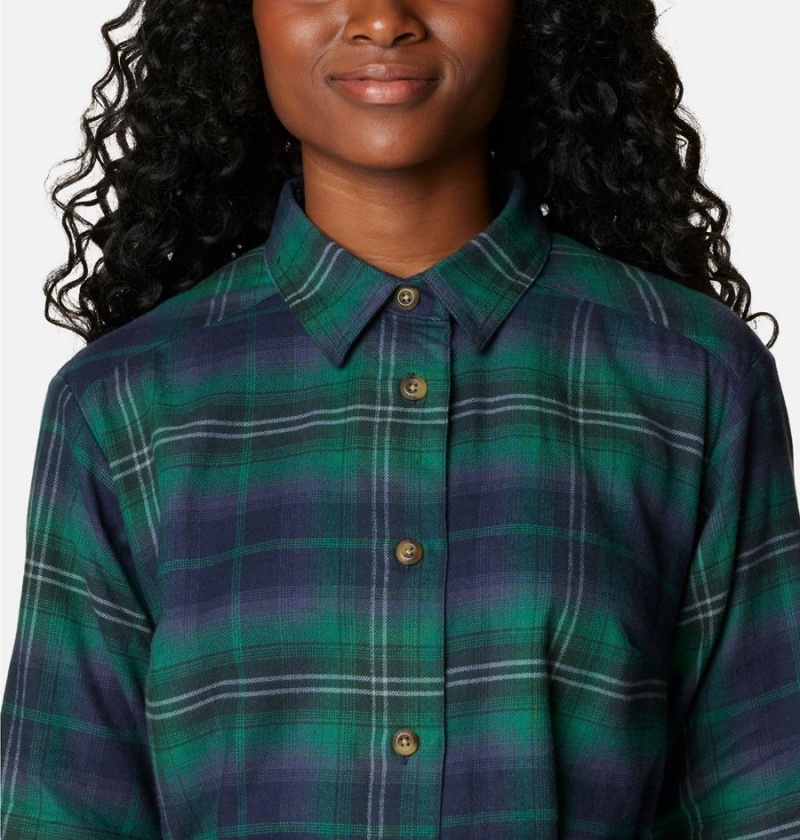 Green Women's Columbia Holly Hideaway Flannel Dress | MHUZT-0817