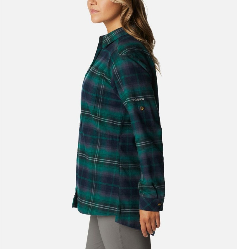 Green Women's Columbia Holly Hideaway Flannel Shirt | UGYTQ-0597