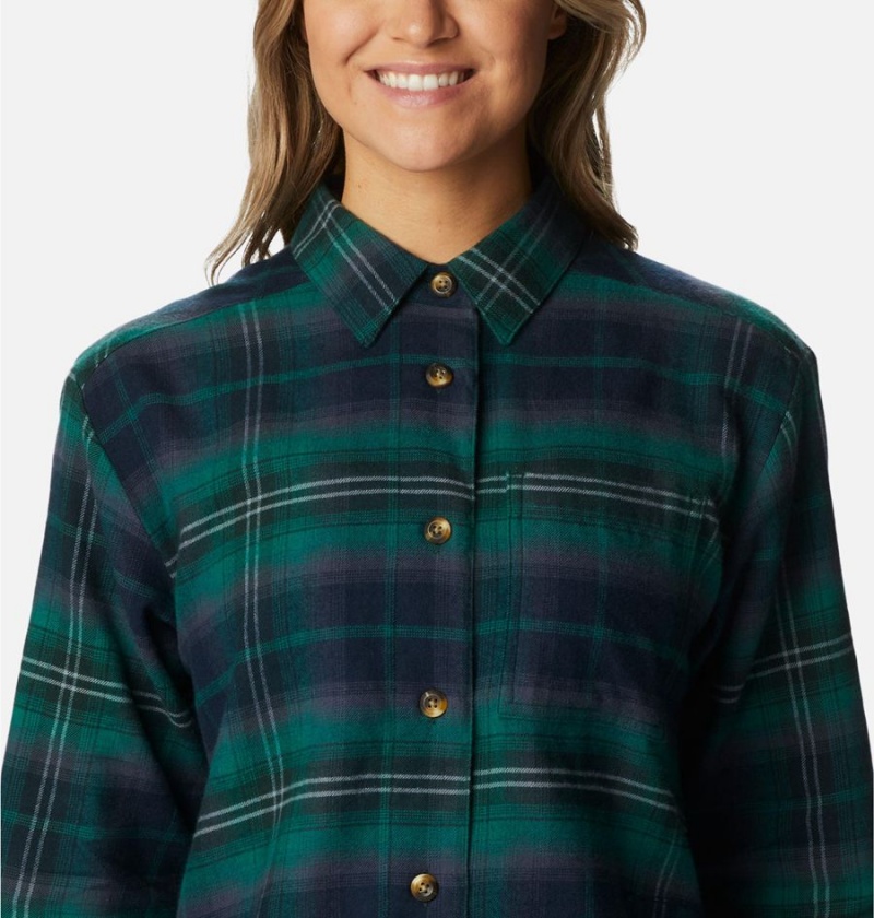 Green Women's Columbia Holly Hideaway Flannel Shirt | UGYTQ-0597