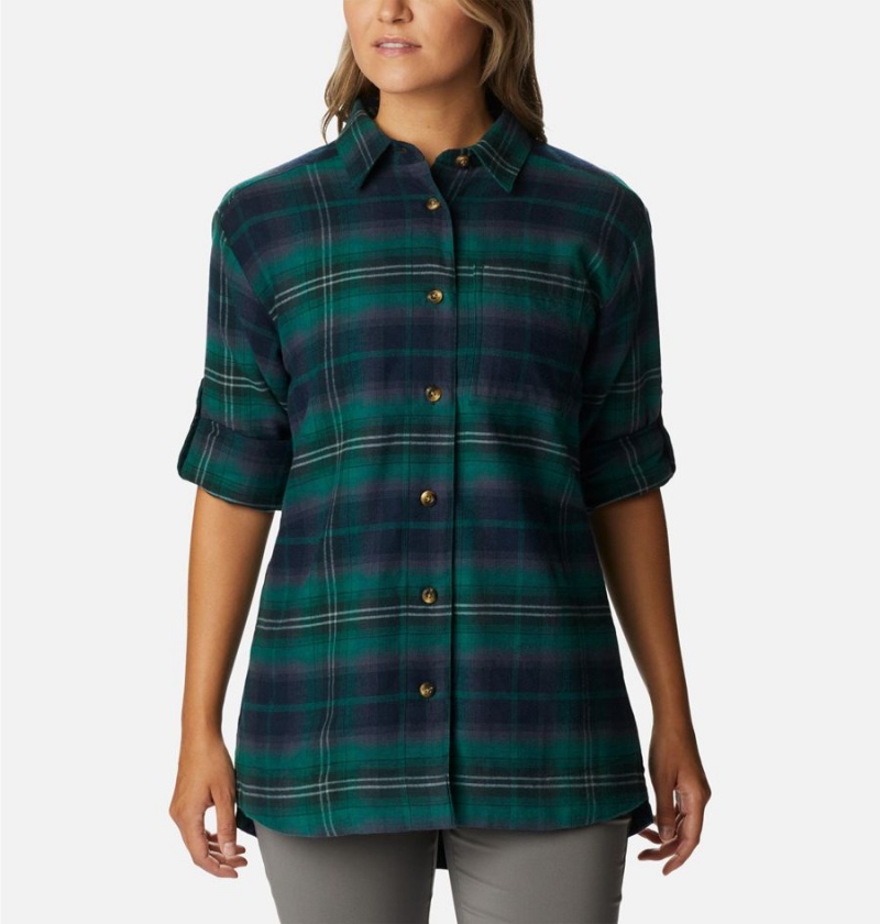 Green Women's Columbia Holly Hideaway Flannel Shirt | UGYTQ-0597