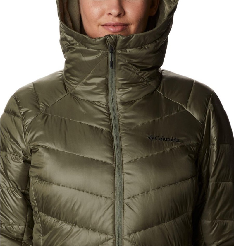 Green Women's Columbia Joy Peak Mid Insulated Hooded Puffer Jacket | GXBQT-6043