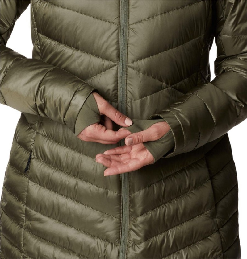 Green Women's Columbia Joy Peak Mid Insulated Hooded Puffer Jacket | GXBQT-6043