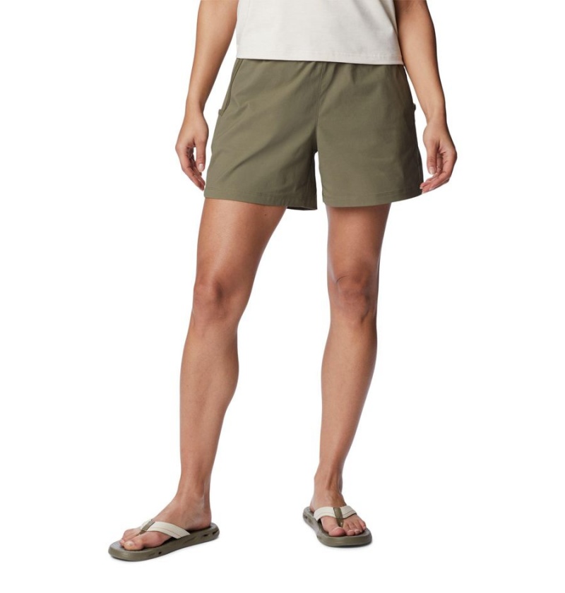 Green Women\'s Columbia Leslie Falls Shorts | UQXSJ-9861