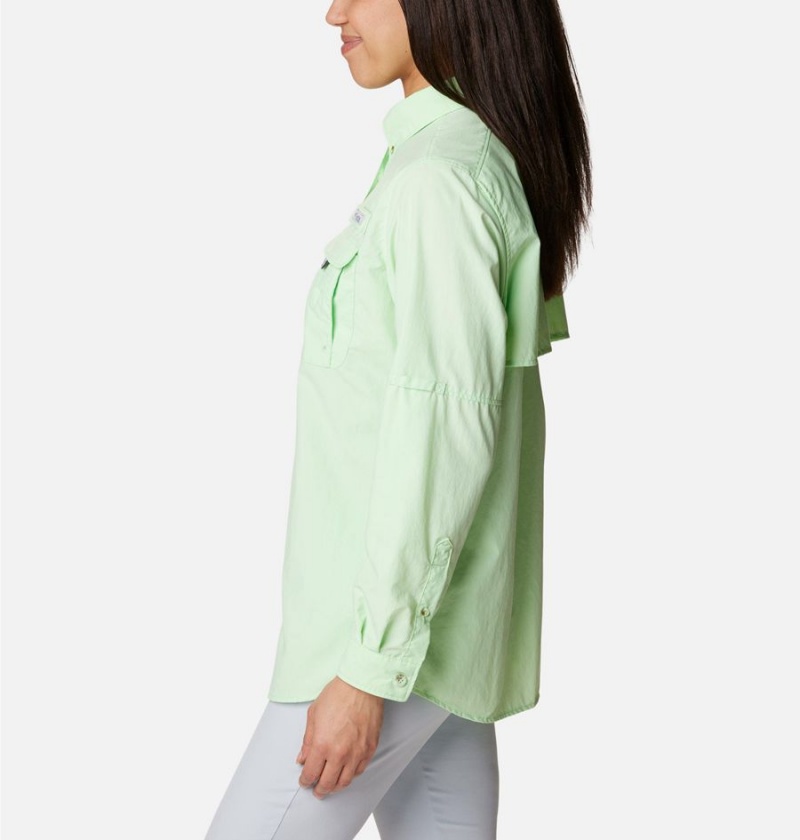 Green Women's Columbia PFG Bahama Long Sleeve Shirt | PRODT-4673