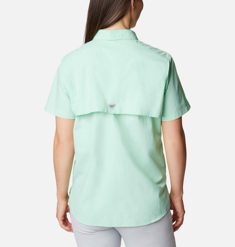 Green Women's Columbia PFG Bahama Short Sleeve Shirt | EUZXR-0462