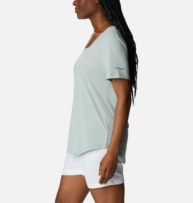 Green Women's Columbia PFG Slack Water Knit II T-Shirt | DPNBW-5624