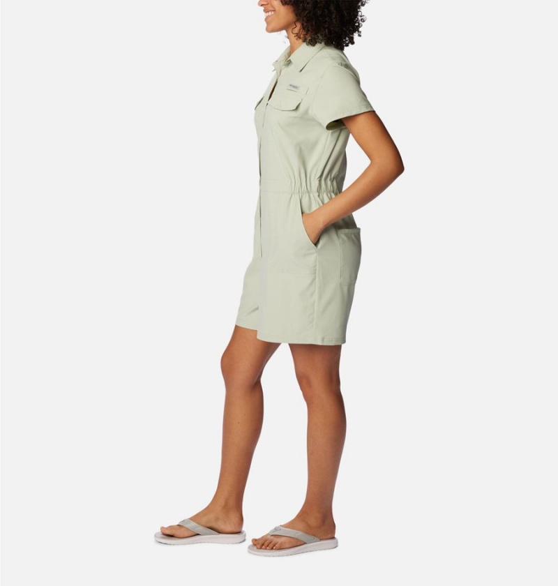 Green Women's Columbia PFG Sun Drifter Woven Dress | ELNTZ-0741