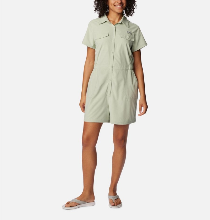 Green Women\'s Columbia PFG Sun Drifter Woven Dress | ELNTZ-0741