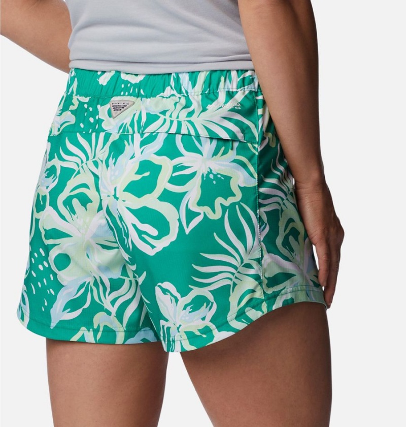 Green Women's Columbia PFG Super Tamiami Pull-On Shorts | JSKPU-2478