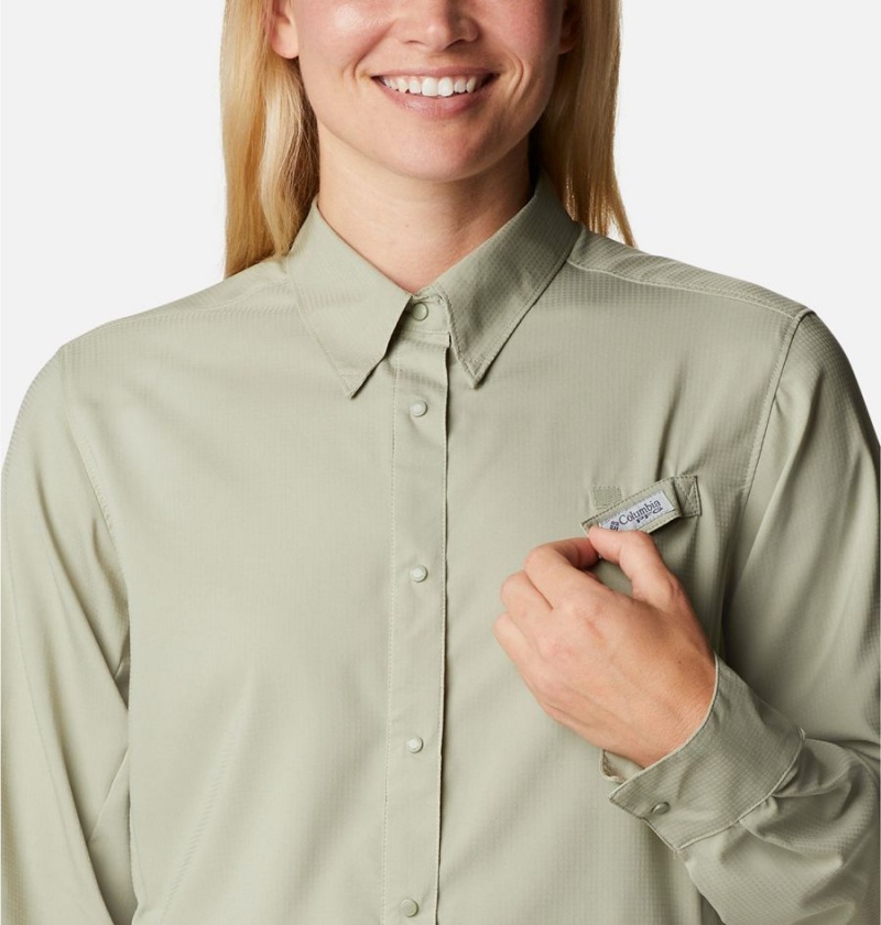 Green Women's Columbia PFG Tamiami II Long Sleeve Shirt | XLWVJ-0647