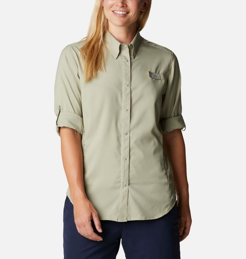 Green Women's Columbia PFG Tamiami II Long Sleeve Shirt | XLWVJ-0647