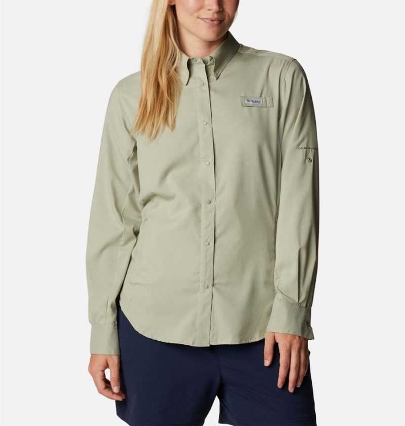 Green Women\'s Columbia PFG Tamiami II Long Sleeve Shirt | XLWVJ-0647