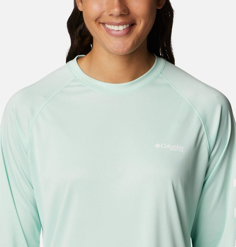 Green Women's Columbia PFG Tidal II Long Sleeve T-Shirt | XLJHW-8602