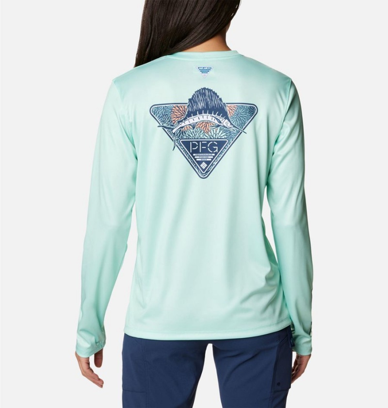 Green Women's Columbia PFG Tidal Tri-Sail Long Sleeve T-Shirt | ARTFI-9165