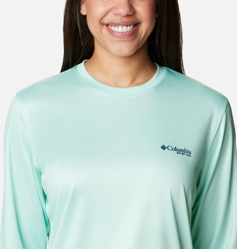 Green Women's Columbia PFG Tidal Tri-Sail Long Sleeve T-Shirt | ARTFI-9165