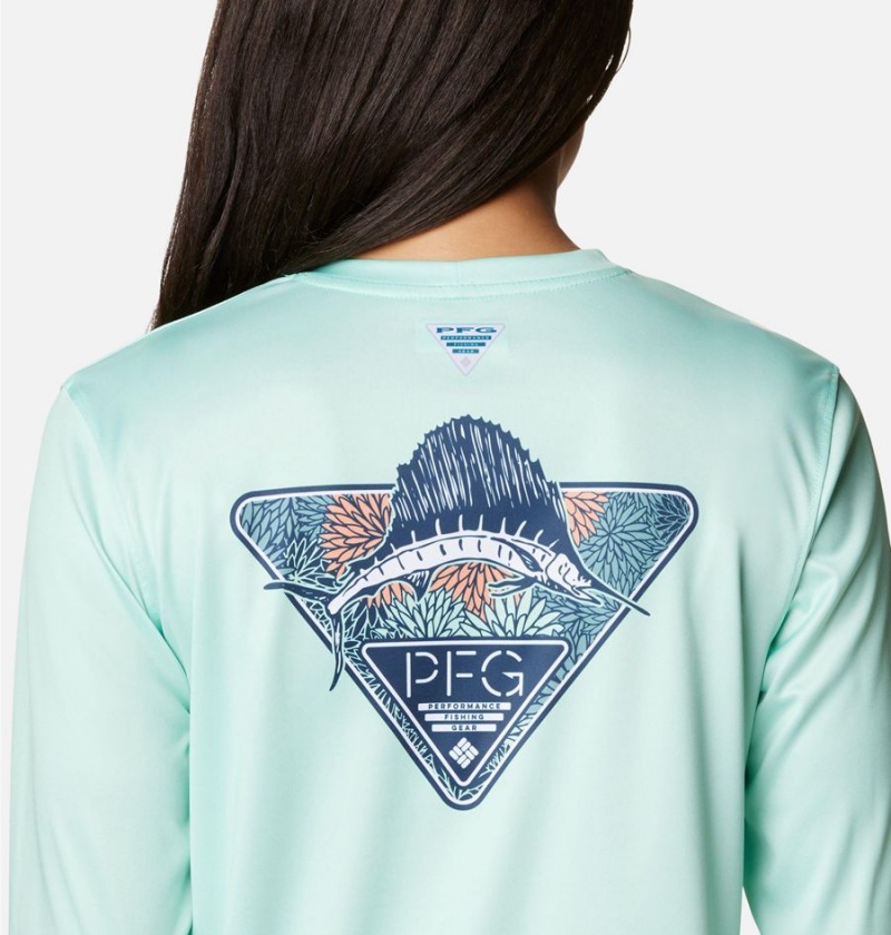 Green Women's Columbia PFG Tidal Tri-Sail Long Sleeve T-Shirt | ARTFI-9165