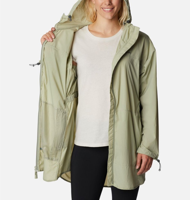 Green Women's Columbia Parkette Long Wind Jacket Windbreaker | EDVWP-8304