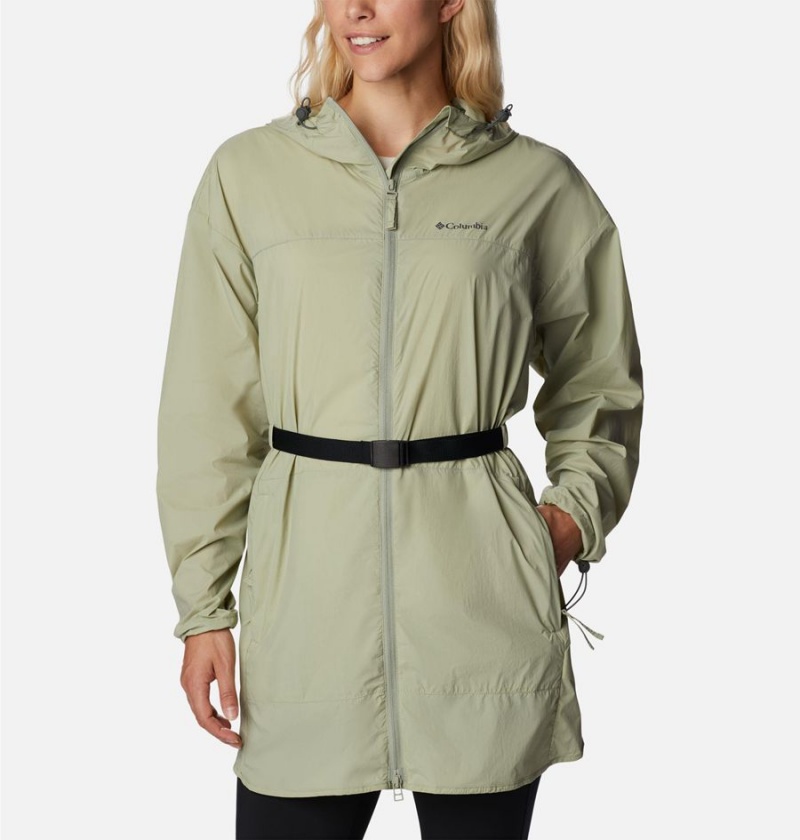 Green Women\'s Columbia Parkette Long Wind Jacket Windbreaker | EDVWP-8304