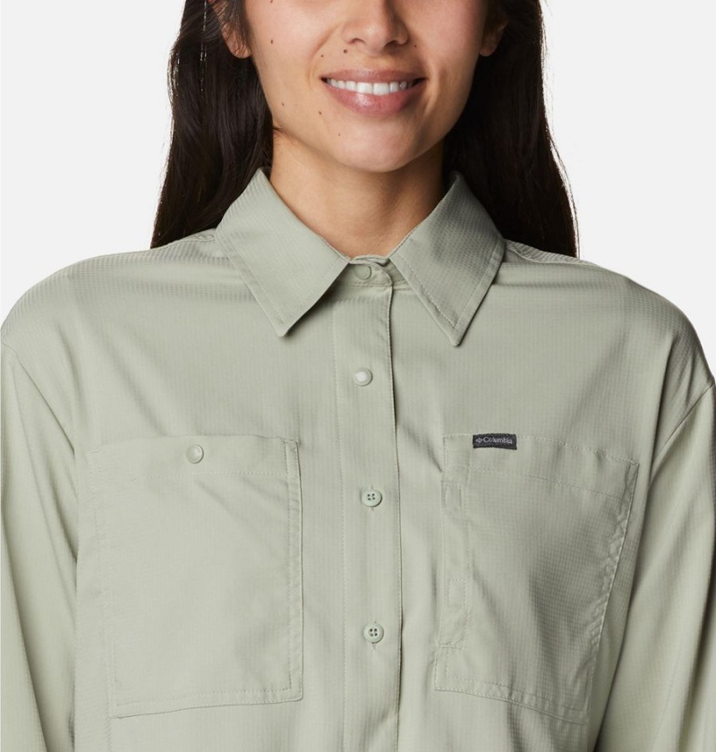 Green Women's Columbia Silver Ridge Utility Long Sleeve Shirt | XNSCZ-1309