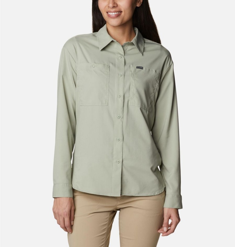 Green Women\'s Columbia Silver Ridge Utility Long Sleeve Shirt | XNSCZ-1309