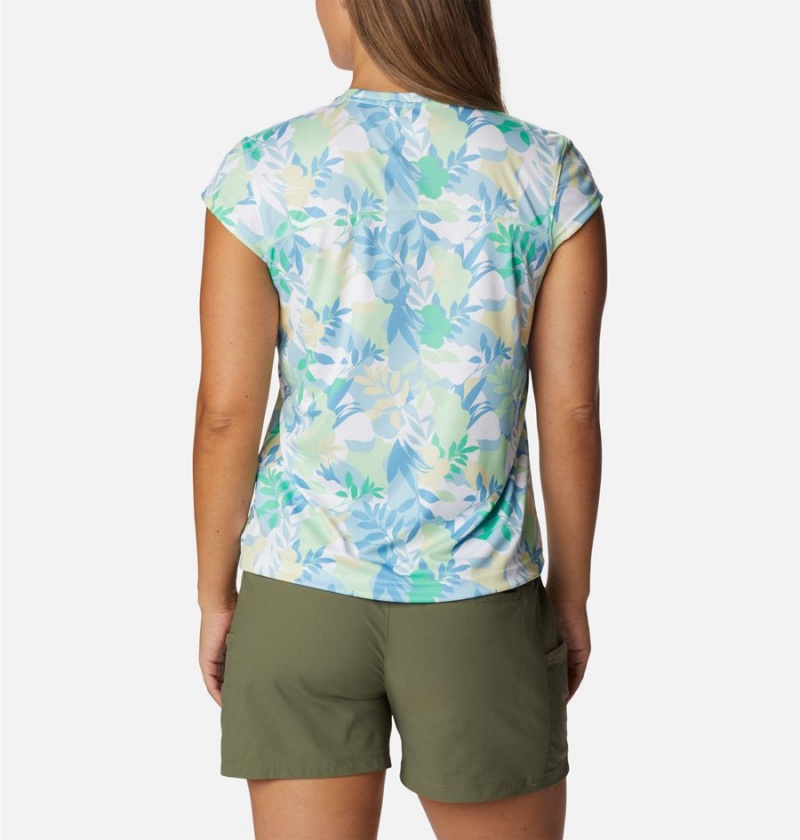 Green Women's Columbia Summerdry Printed T-Shirt | PBIER-1670