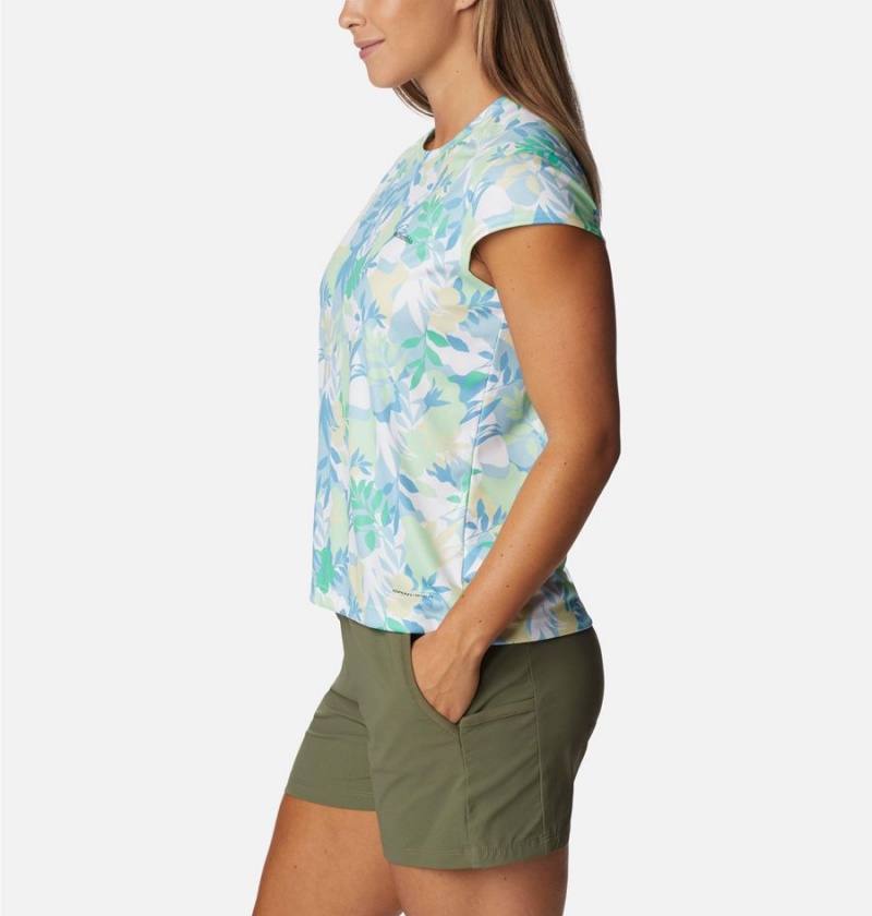 Green Women's Columbia Summerdry Printed T-Shirt | PBIER-1670