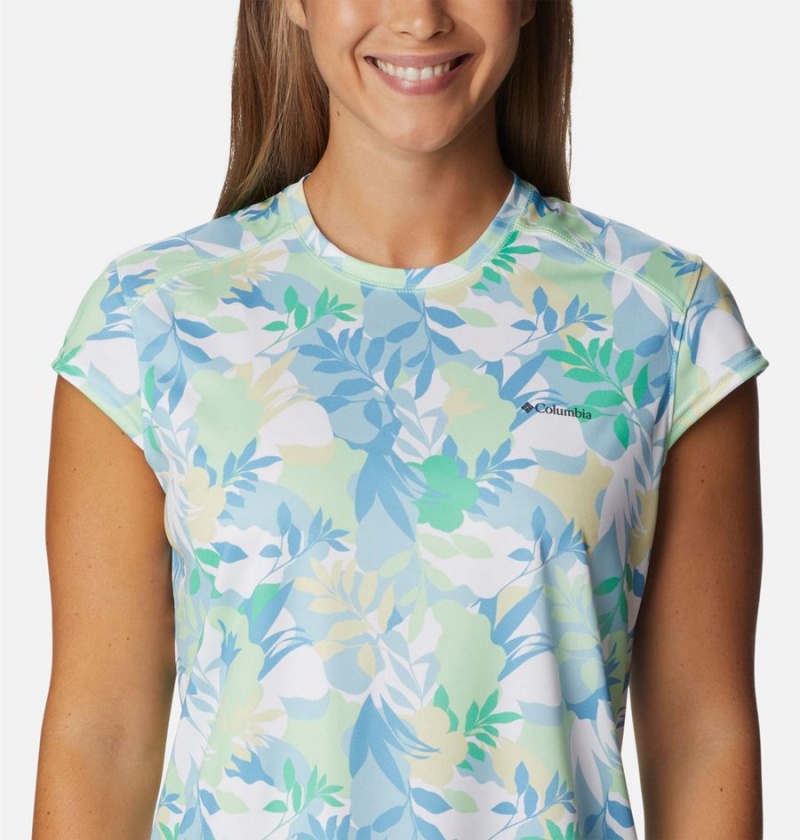 Green Women's Columbia Summerdry Printed T-Shirt | PBIER-1670