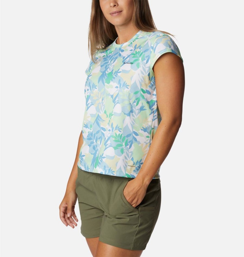 Green Women's Columbia Summerdry Printed T-Shirt | PBIER-1670