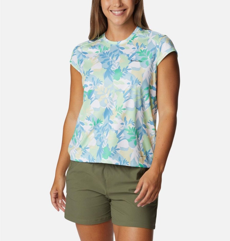 Green Women\'s Columbia Summerdry Printed T-Shirt | PBIER-1670