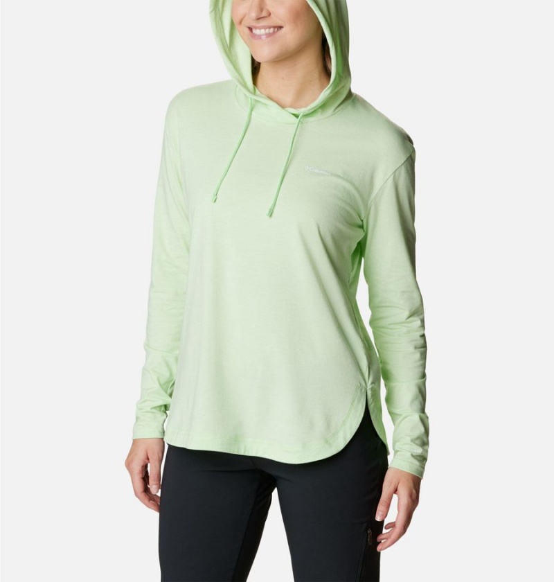 Green Women's Columbia Sun Trek Pullover Hoodie | HEIAO-5037