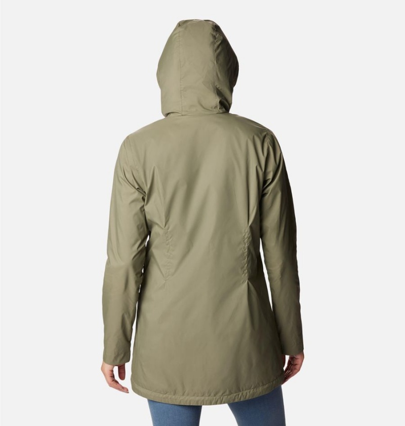 Green Women's Columbia Switchback Lined Long Rain Jacket | NLGBF-8342