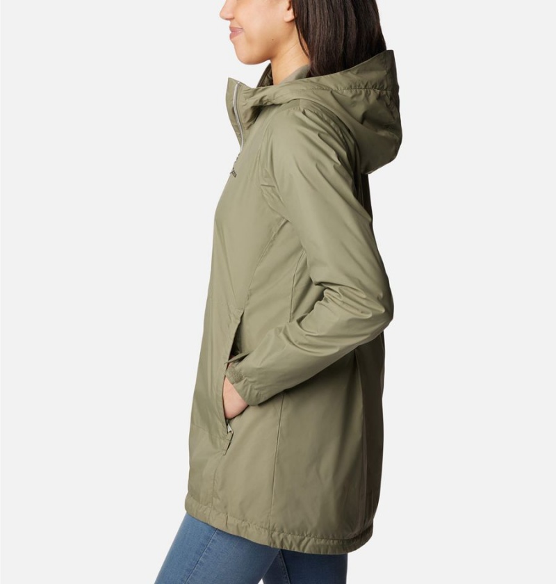 Green Women's Columbia Switchback Lined Long Rain Jacket | NLGBF-8342