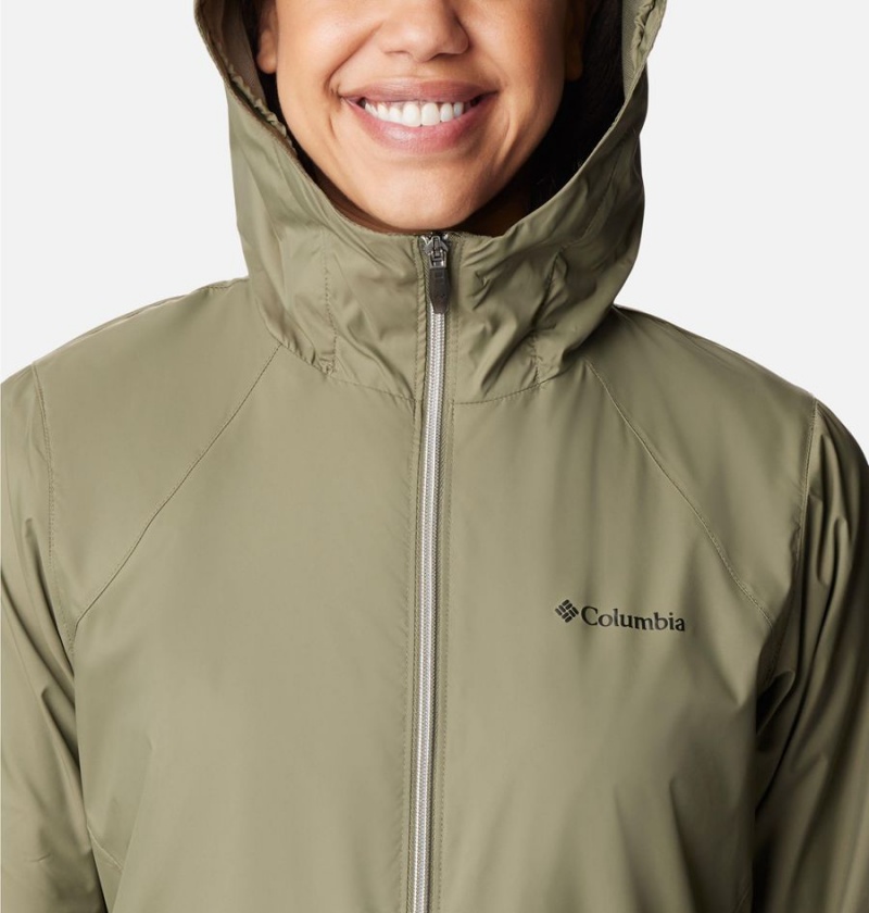 Green Women's Columbia Switchback Lined Long Rain Jacket | NLGBF-8342