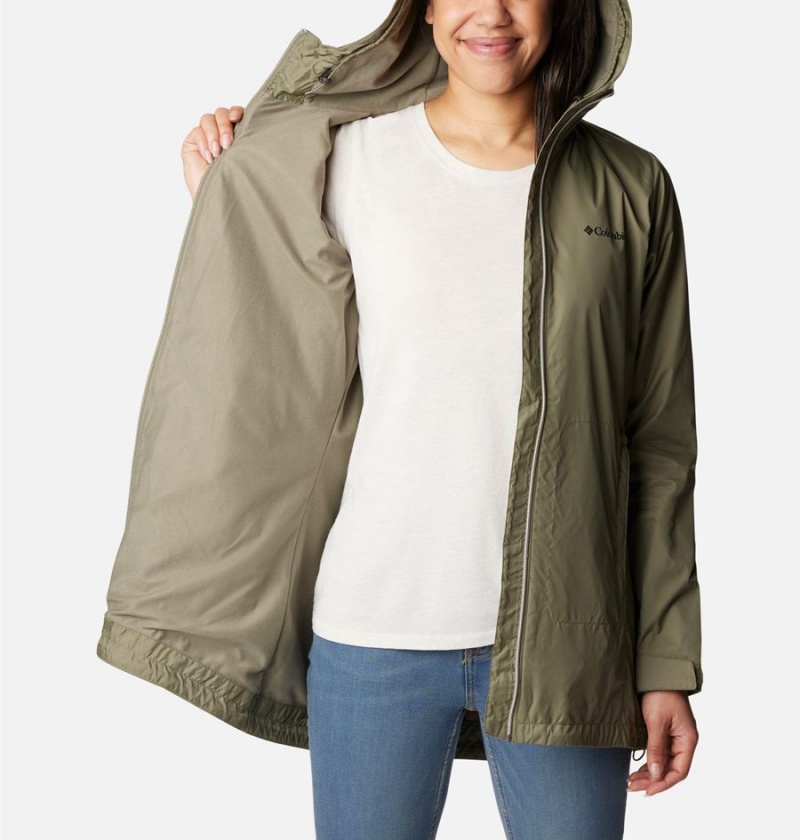 Green Women's Columbia Switchback Lined Long Rain Jacket | NLGBF-8342