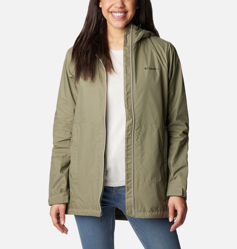 Green Women's Columbia Switchback Lined Long Rain Jacket | NLGBF-8342