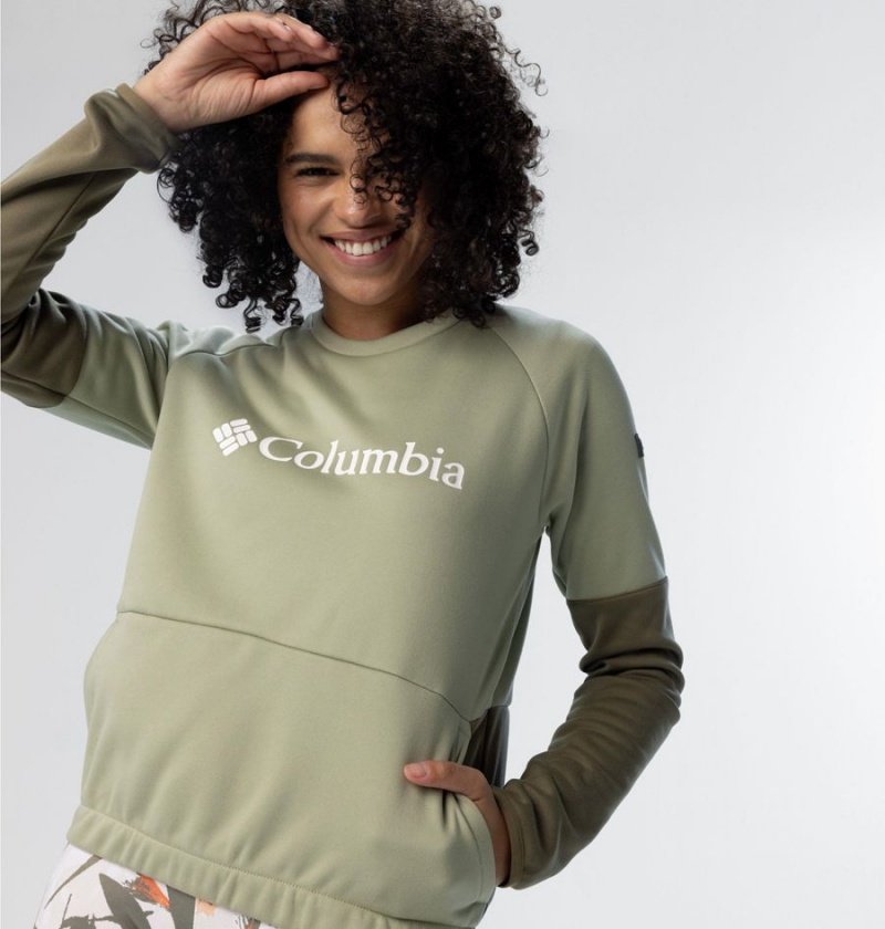 Green Women's Columbia Windgates Crew Sweatshirt Pullover | ORUIH-1308