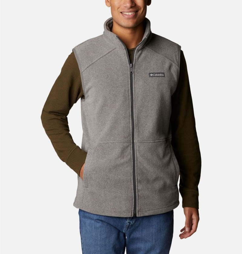 Grey Men\'s Columbia Castle Dale Fleece Vest | HRNGB-4908