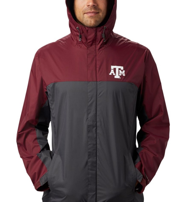 Grey Men's Columbia Collegiate Glennaker Storm - Texas A&M Rain Jacket | RCAFD-4013