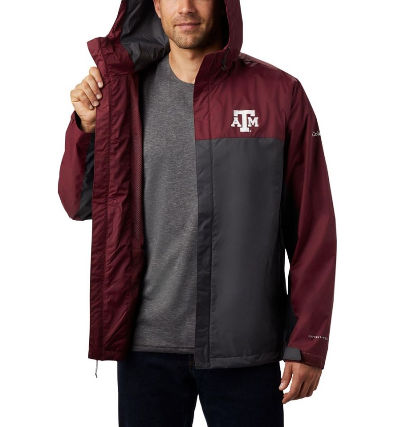 Grey Men's Columbia Collegiate Glennaker Storm - Texas A&M Rain Jacket | RCAFD-4013