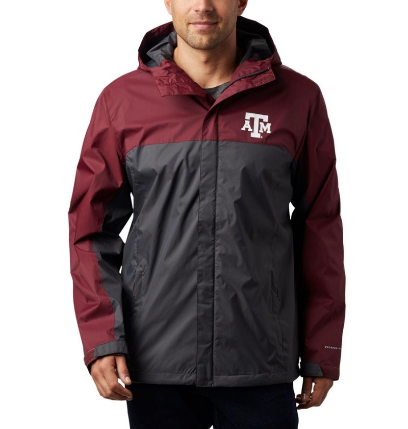 Grey Men\'s Columbia Collegiate Glennaker Storm - Texas A&M Rain Jacket | RCAFD-4013