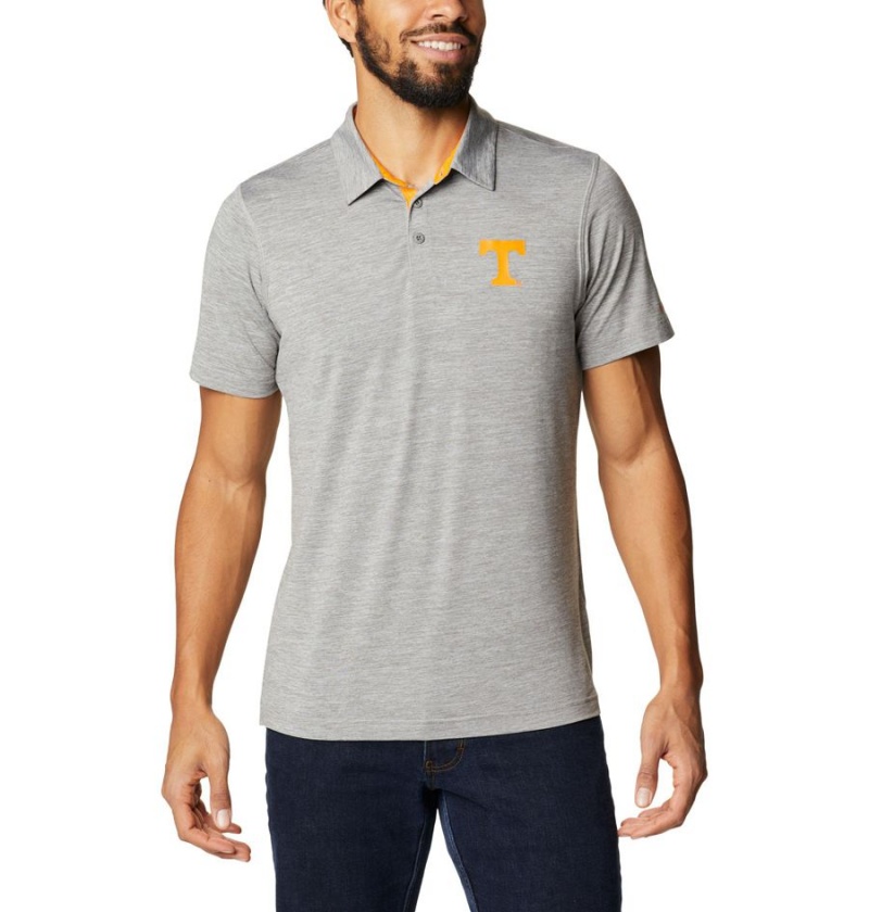 Grey Men\'s Columbia Collegiate Tech Trail - Tennessee Polo Shirt | QBPOZ-2683