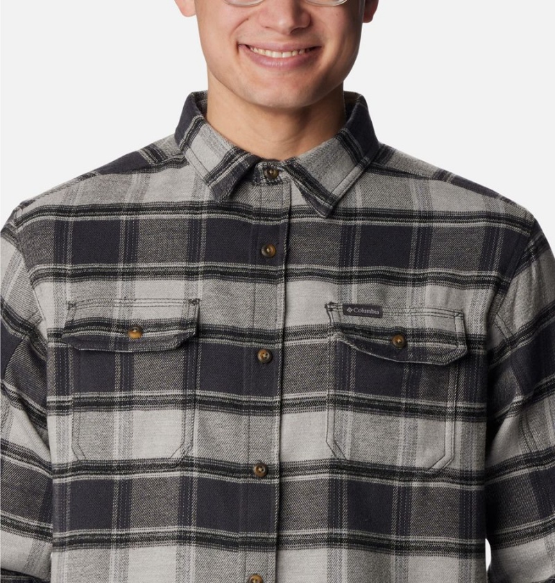 Grey Men's Columbia Deschutes River Heavyweight Flannel Shirt | DLMGR-1367