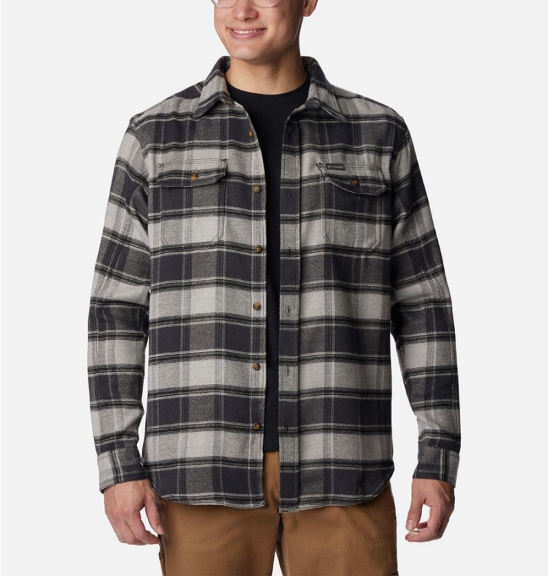 Grey Men's Columbia Deschutes River Heavyweight Flannel Shirt | DLMGR-1367