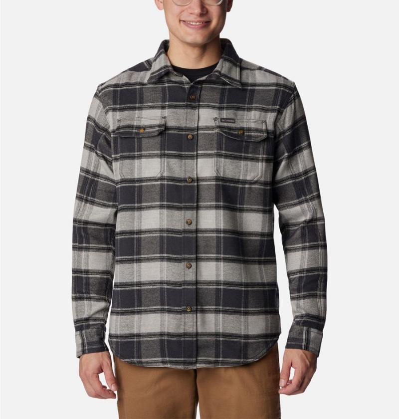 Grey Men\'s Columbia Deschutes River Heavyweight Flannel Shirt | DLMGR-1367