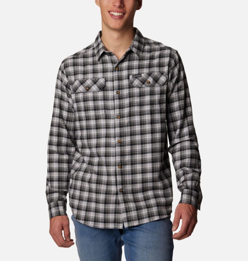 Grey Men\'s Columbia Flare Gun Stretch Flannel Shirt | JNRFA-4791