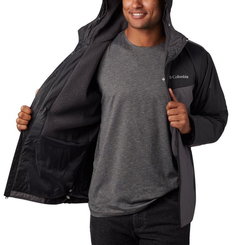 Grey Men's Columbia Glennaker Sherpa Lined Rain Jacket | ITHZV-9135