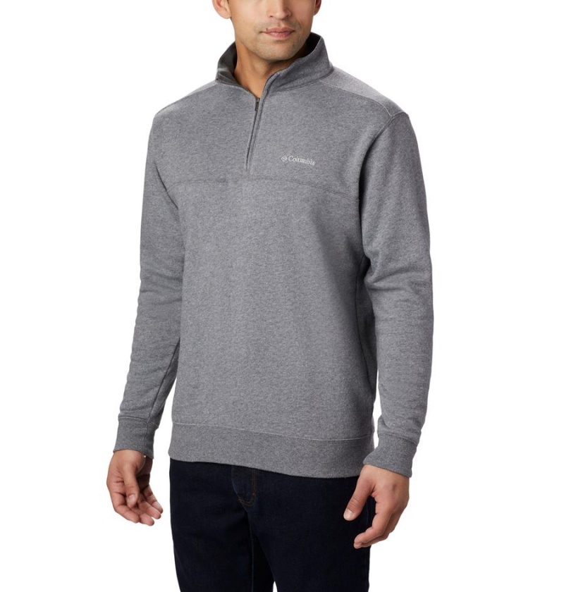 Grey Men\'s Columbia Hart Mountain II Half Zip Sweatshirt | CNJKH-8579