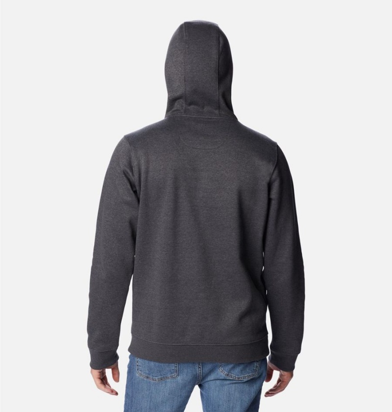 Grey Men's Columbia Keyhole Peak Logo Hoodie | ZWBGP-9348